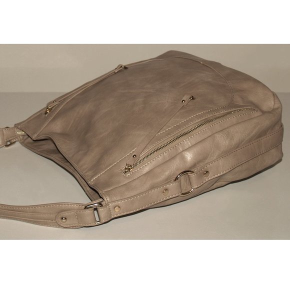 Madison West Large Vegan Leather Shoulder Tote Bag - Tan - Picture 6 of 10